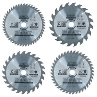 Circular Saw Blade 165mm x 16 / 20mm Mixed Teeth TCT Cutting Disc Wood 4pc