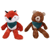 Dog Christmas Gift Bandana Buddy Fox & Bear Bundle Plush Play Toys Dog Present