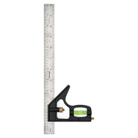 6" + 12" Engineers Square Adjustable Combination Set Square + Spirit Level 2pc