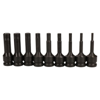 9pc Impacted Male Deep Spline Triple Square Socket Set 1/2" Drive M5 - M18