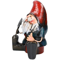 Hand Painted Metal Garden Home Gnome With Spade & Fork Sign Ornament