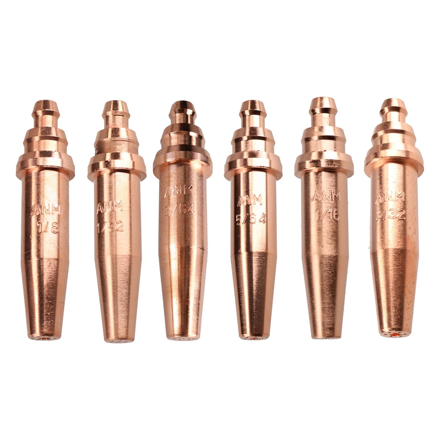 ANM Oxygen Acetylene Gas Cutting Nozzle Tip Standard 1/32"-1/8" 3 - 300mm 6pk