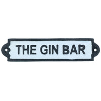 The Gin Bar Cast Iron Sign Plaque Wall Door Fence Gate Post House Cocktail Pub