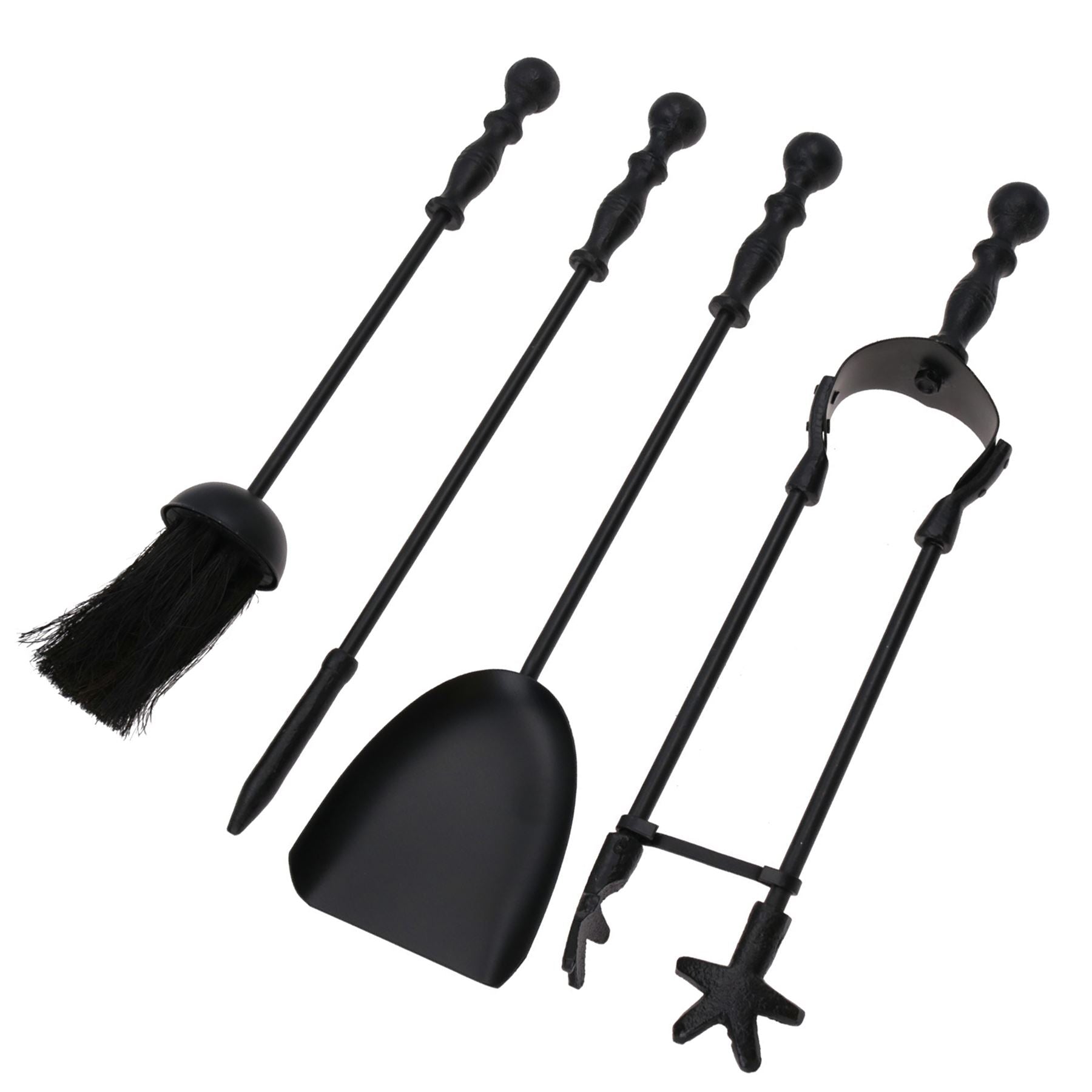 5pc Caged Fireside Fireplace Companion Set Brush Poker Shovel Tongs Burner