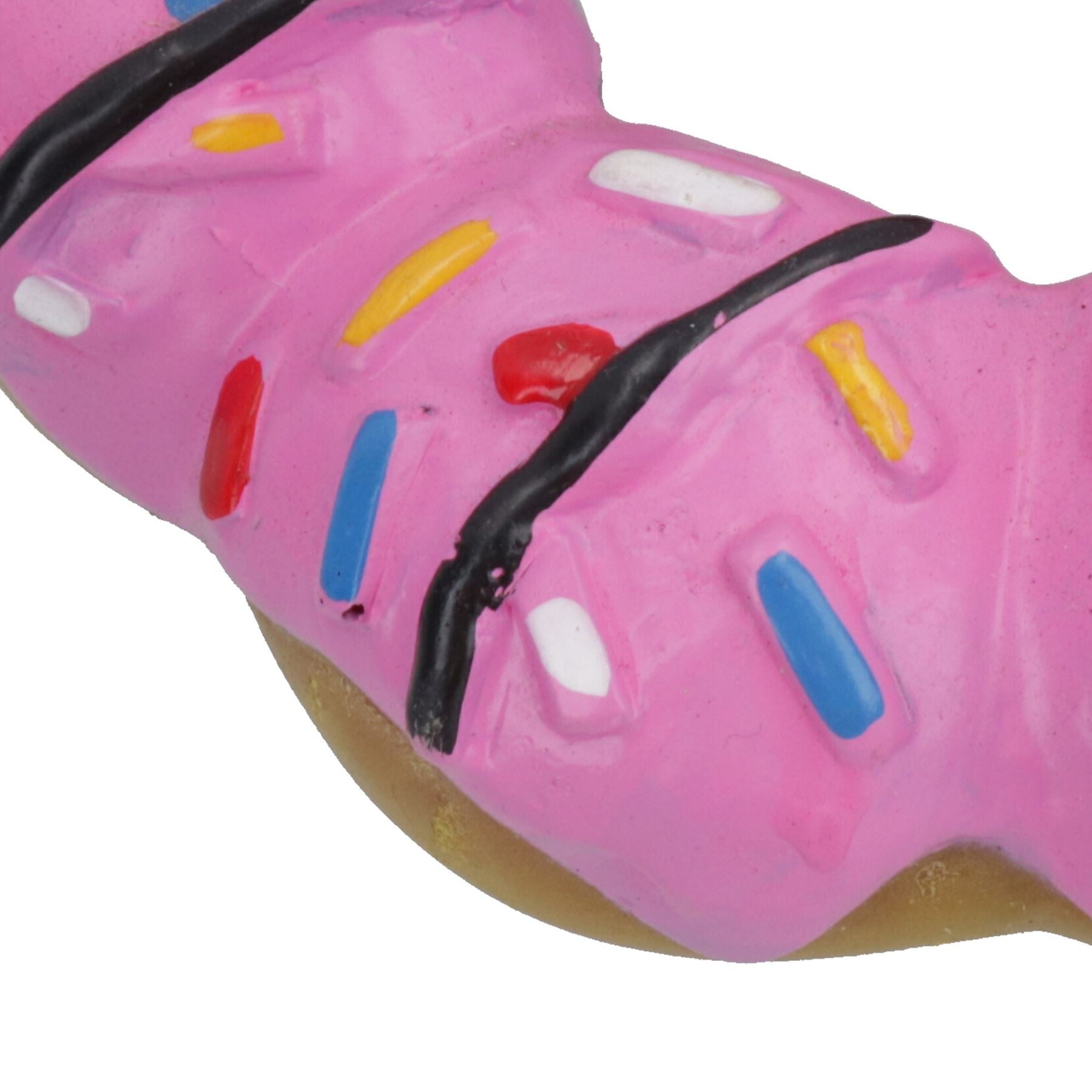 Pet Dog Vinyl Pink Donut Food Dog Toy Play Toy With Squeak 4x4x14cm