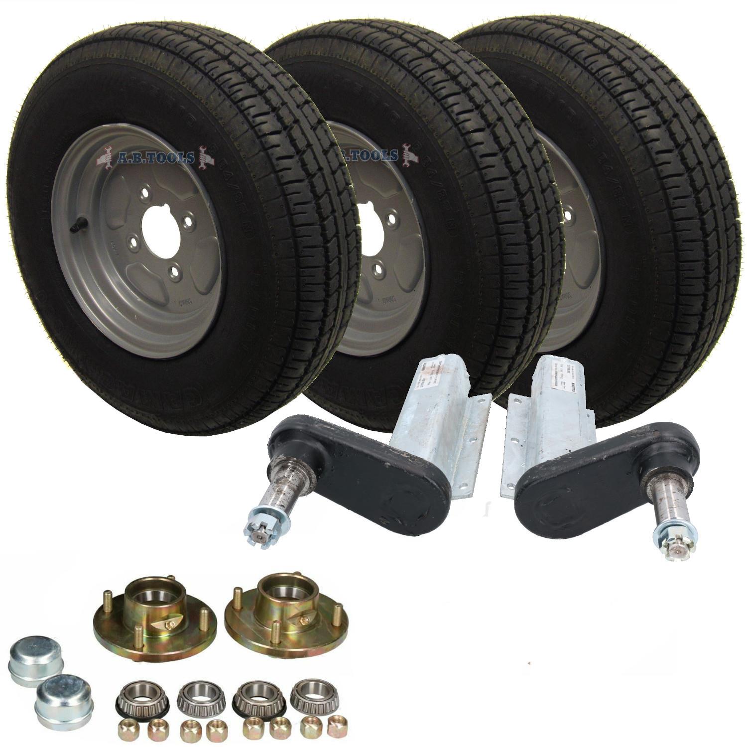 350kg Galvanised Trailer Suspension Units & 10" Wheels & Tyres Kit 4" PCD Hubs