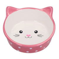 Pink Polka Cat Face Bowl Cat Kittens Small Food Water Bowl 15cm/300ml