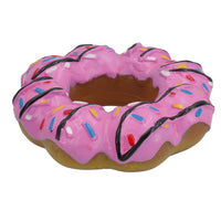 Pet Dog Vinyl Pink Donut Food Dog Toy Play Toy With Squeak 4x4x14cm