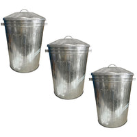 Large Metal Galvanised Bin with Lid + Handles Waste and Animal Feed Storage