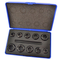 10pc Nut Style Bolt Twist Socket / Wheel Lock Nut Remover / Extractor Set AT027