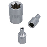 Female Torx Star E Shallow Sockets 1/4" + 3/8” Drive E4 – E18 10pc Set