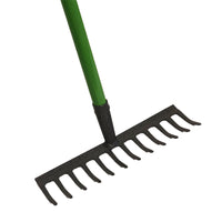 12 Teeth Soil Garden Rake Tubular Handle Carbon Steel 120cm Soil Leaf Raker