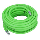 15 Metres Soft Rubber Hi-Vis Air Hose + Quick Release Fittings + Tyre Inflator