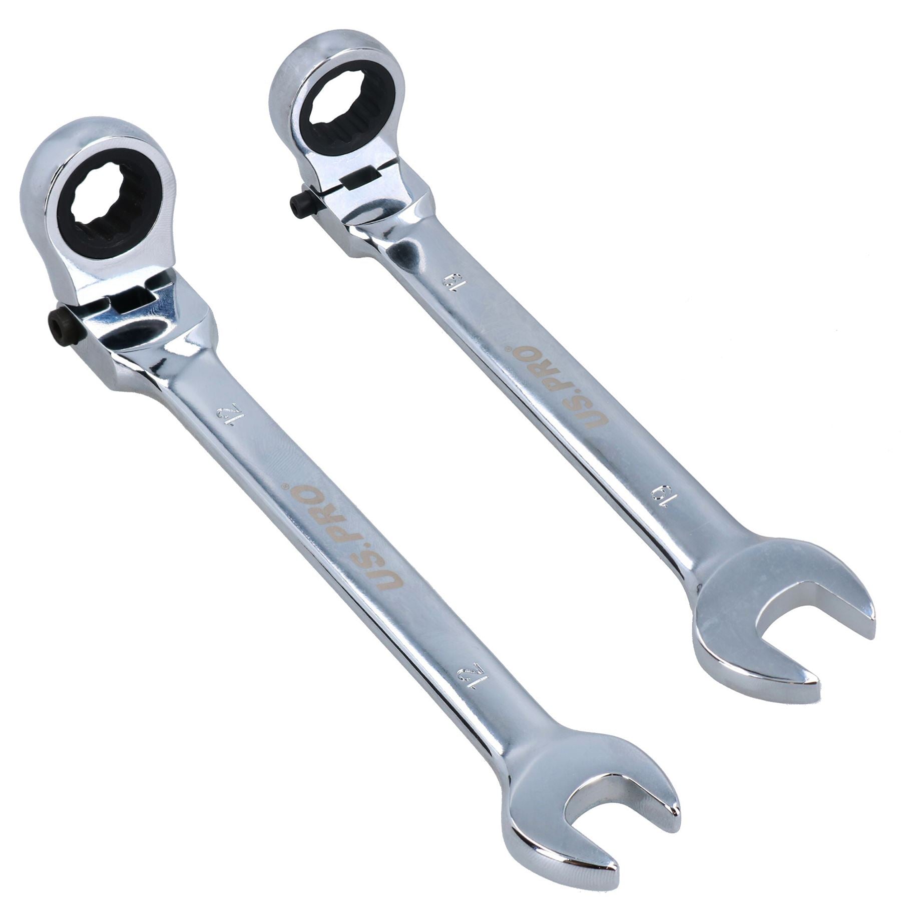 Flexible Headed Ratchet Combination Spanner Wrench with Integrated Lock