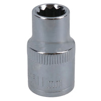 1/2in Drive Shallow Metric MM Socket 12 Sided Bi-Hex with Knurled Ring