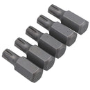 5 Pack M5 - M13 Male 30mm Ribe Bits With 10mm Hex End S2 Steel