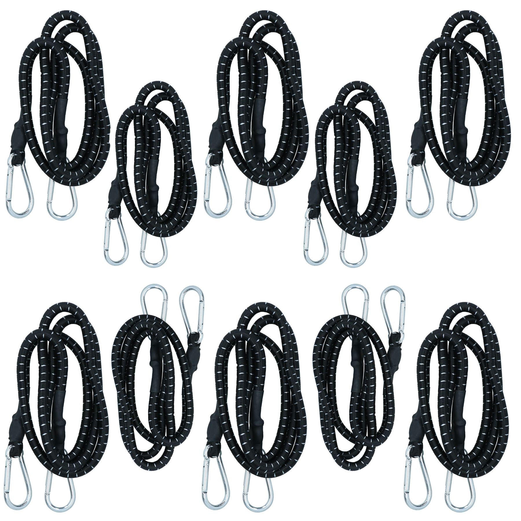 60” Bungee Strap with Metal Carabiners Hook Tie Down Fastener Holder