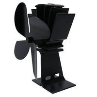 4 Blade Stove Fan Black Heat Powered Fan for Wood / Log Burners or Fireplace