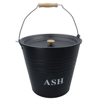 Metal 12 Litre Cap Ash Bucket with Lid Fireplace Fireside Bin Scuttle Holder Coal