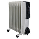 2KW 9 Fin Slim line Oil Filled Radiator Heater With Adjustable Thermostat White