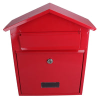 Letter Post Mail Box Metal Red Wall Door Gate Fence Garden House Lockable