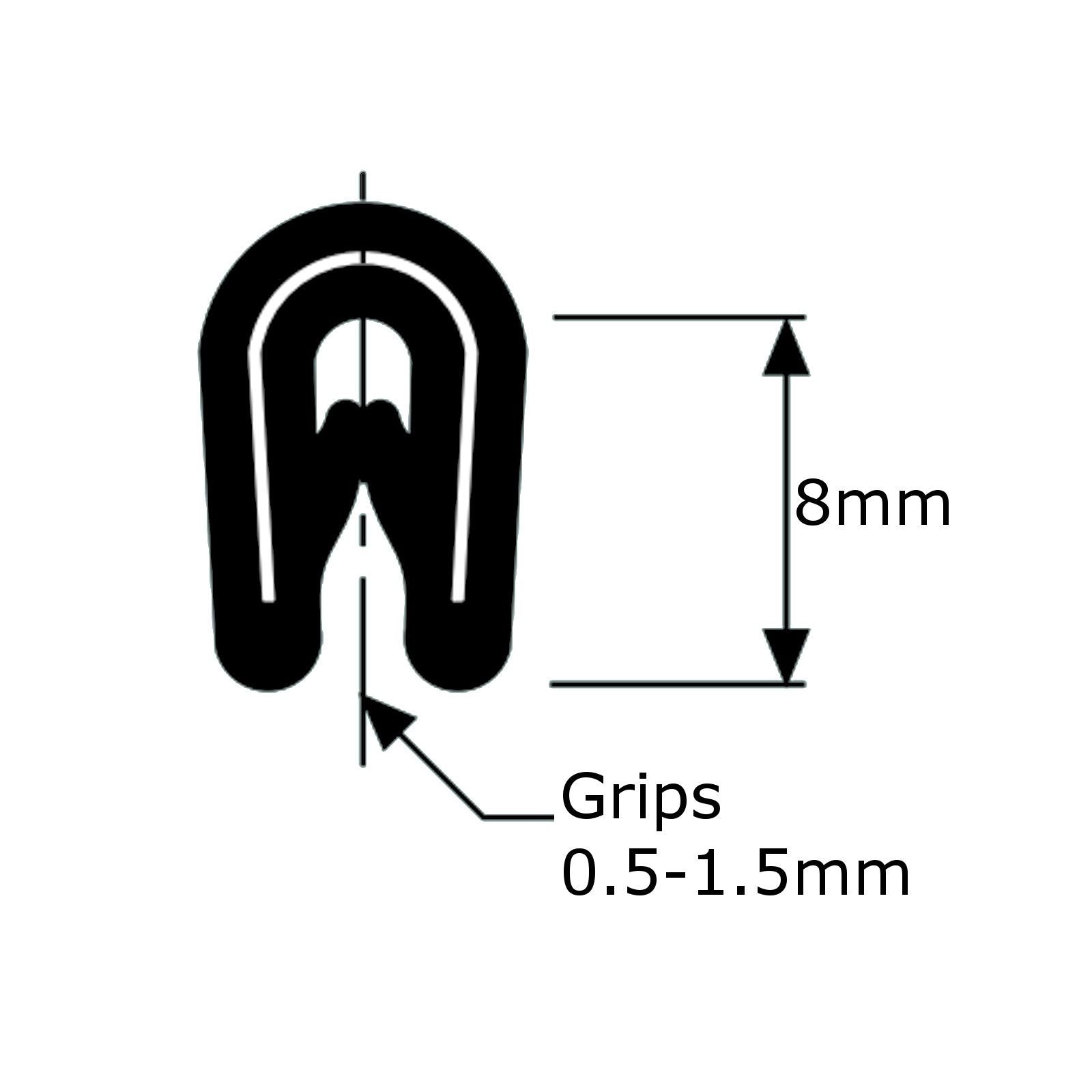 4.9m PVC Rubber Edge Trim Rubber Extruded Seal 0.5-1.5mm Kit Car Boat Trailer JG02