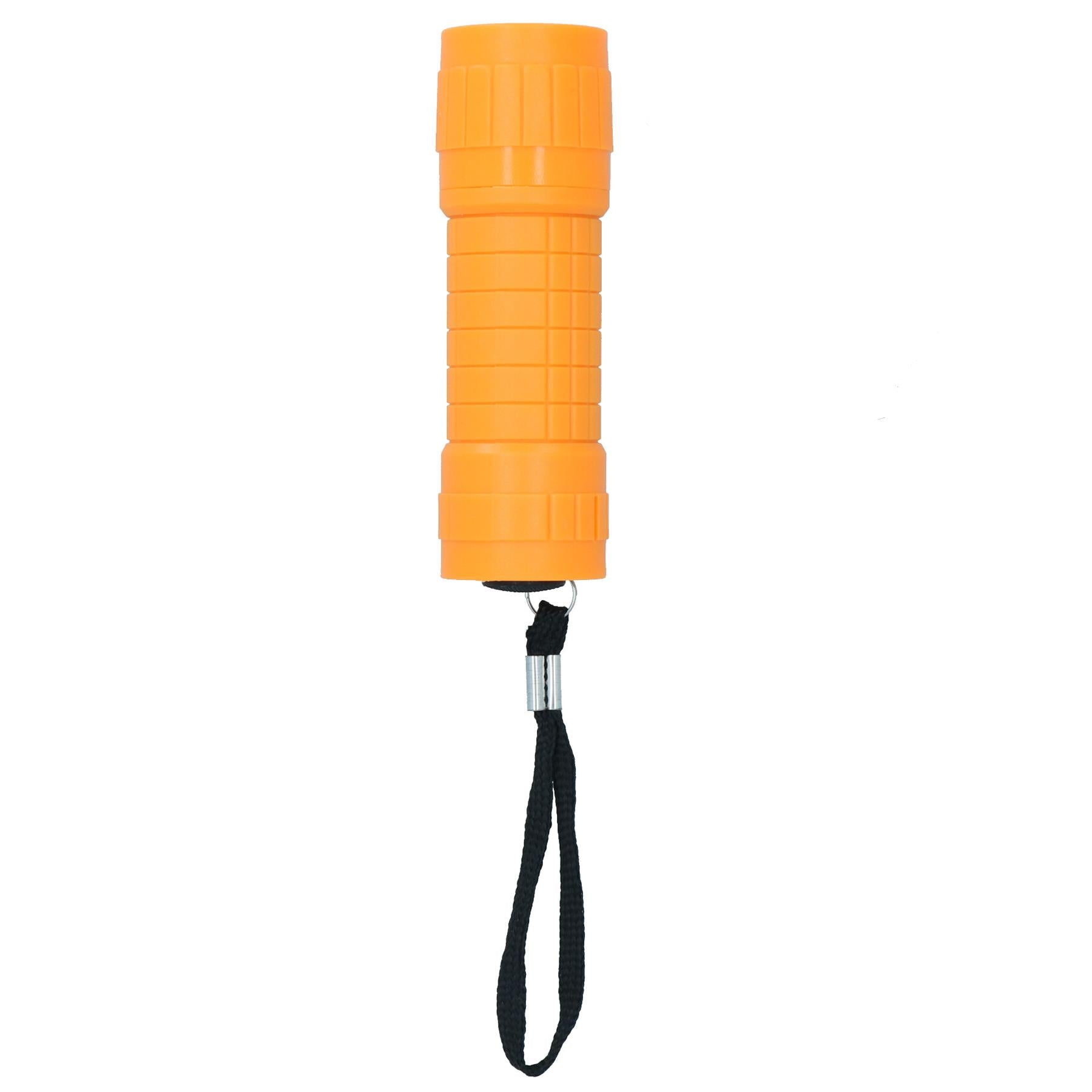 9 LED Orange Torch Light Mini Flashlight Camping Hiking Rubber Case