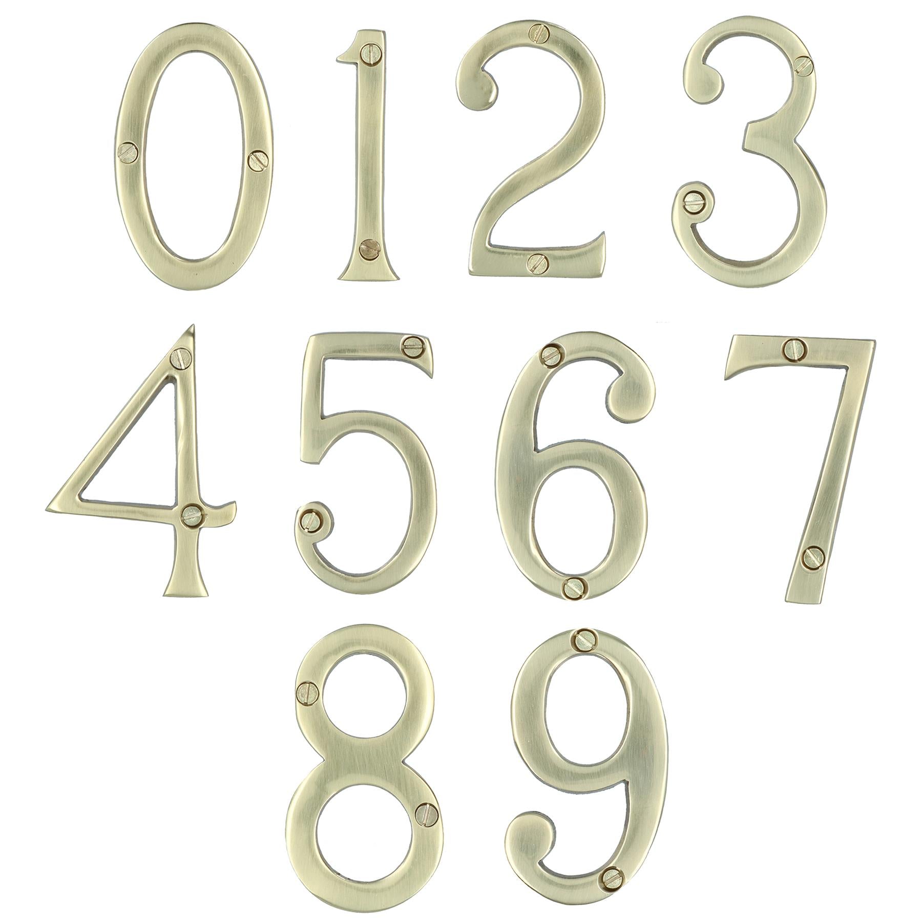 Brass House Numbers Numerals 0-9 Door Sign 70mm Plaque Street Letter Mail