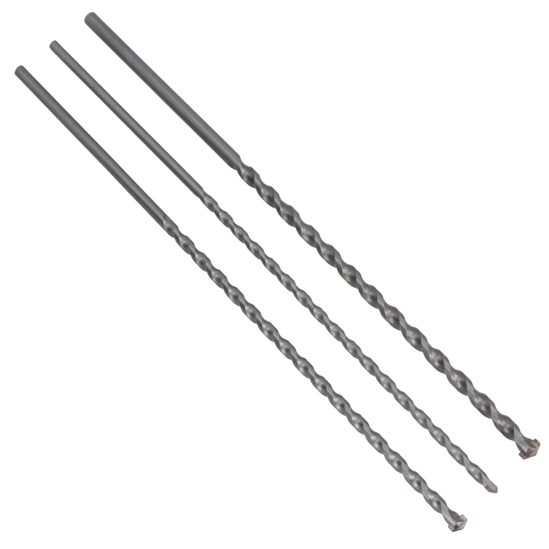 3pc Long Masonry Drills For Bricks Blocks Concrete Carbide Tips 400mm 8 -12mm