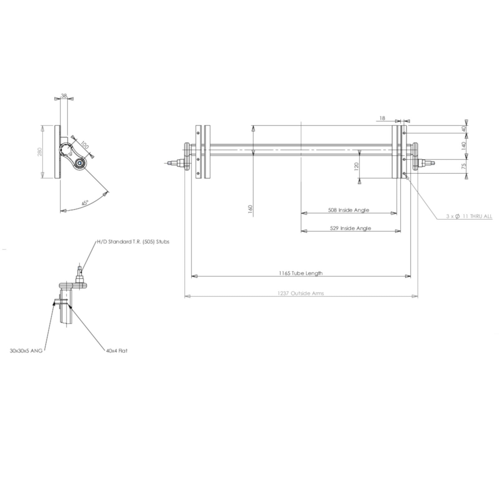 600kg Trailer Axle Suspension for Snipe Boat & Jetski Trailers with 4" PCD Hubs