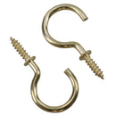 Shouldered Screw Hooks Fasteners Hanger Brass Plated 15mm Dia 25mm Length