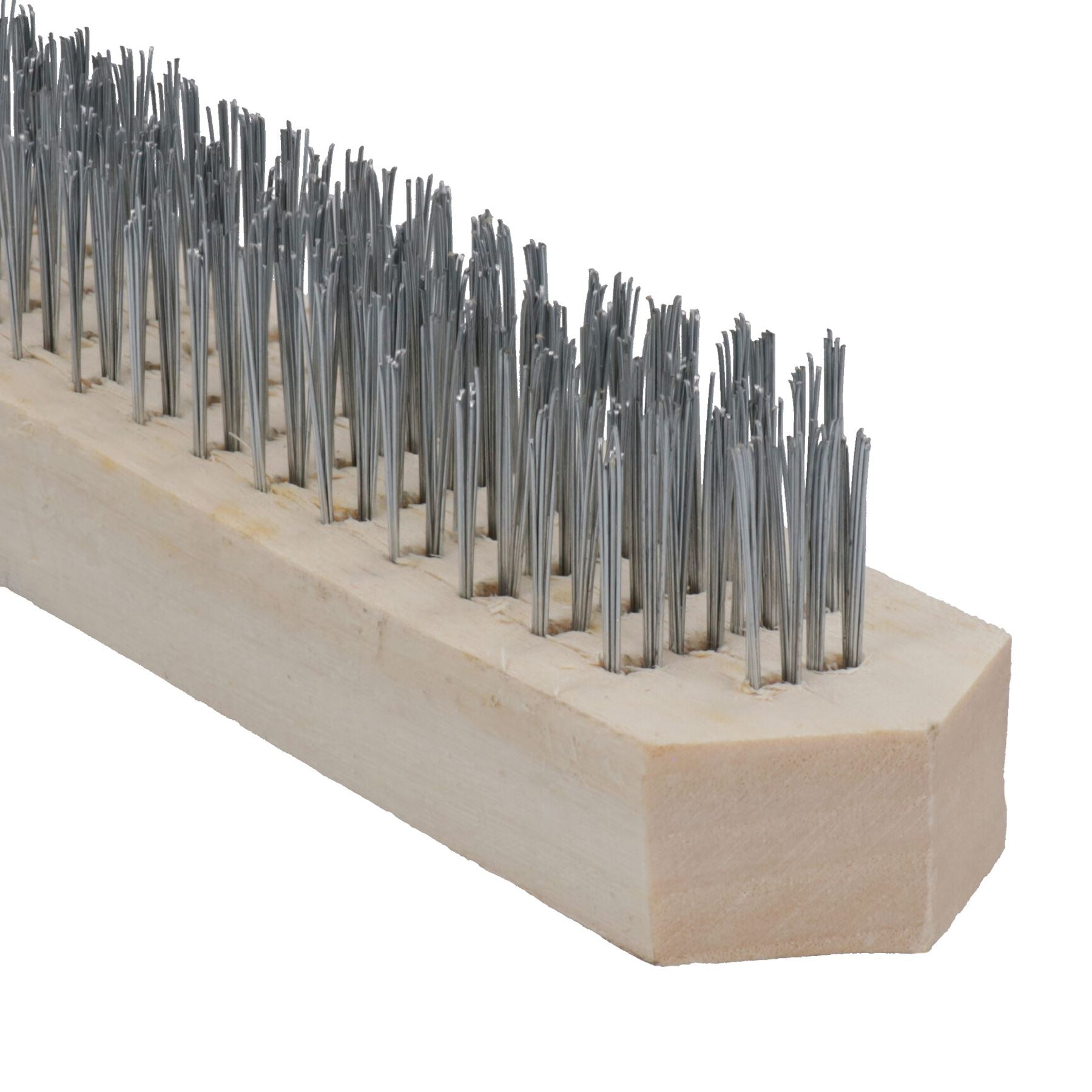 Wire Cleaning Brush 4 Rows of Steel Wire Bristles with Wooden Handle