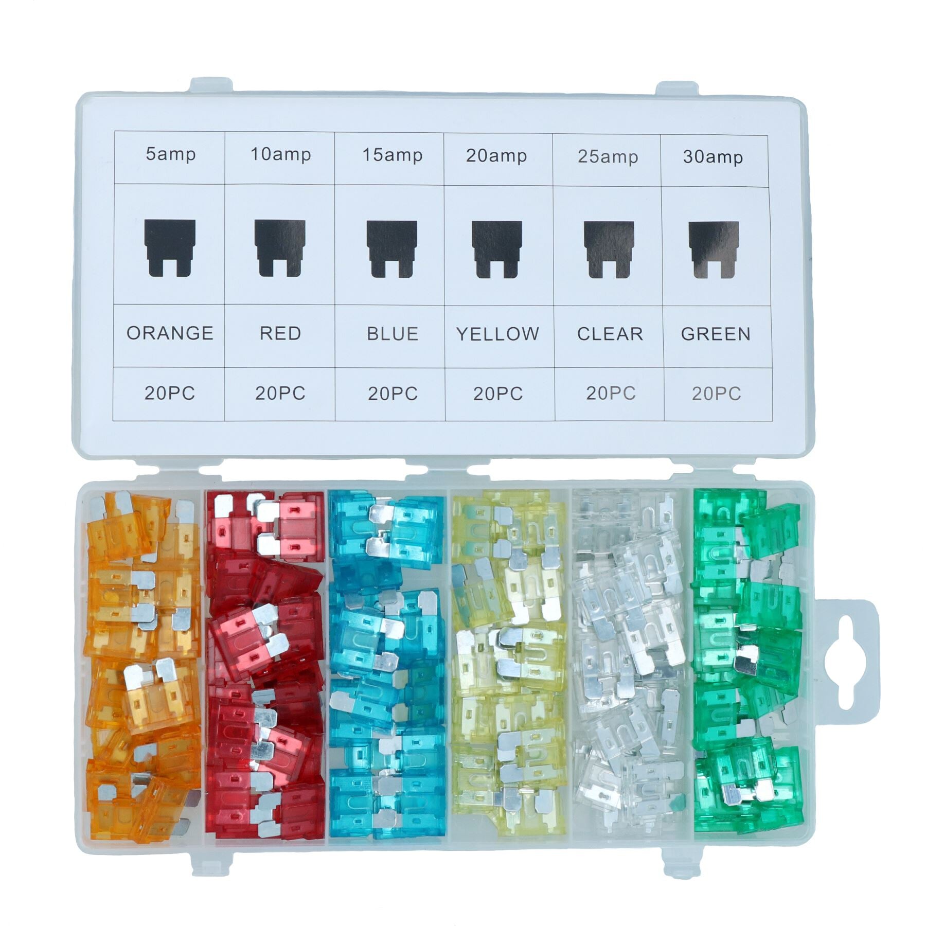 Car Fuse Set Standard Size Automotive Blade Fuses 5 10 15 20 25 30 Amp 120pc