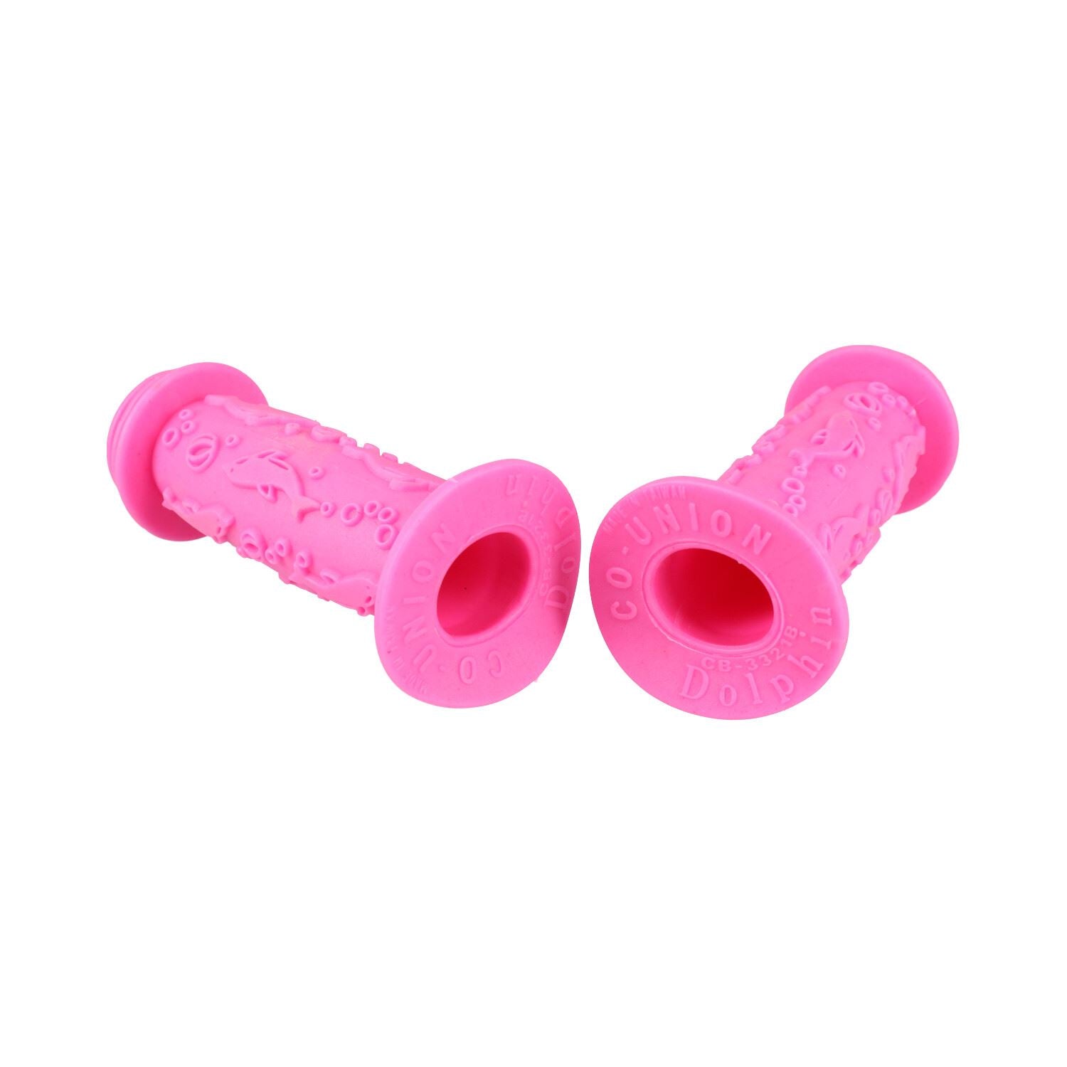 Junior Kids Pink Rubber Handlebar Grips Bike Cycle Anti-Slip Dolphin Design