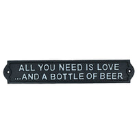 All You Need Is Love & Beer Sign Cast Iron Plaque Wall Bar House Garden Door