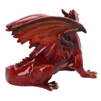 Red Dragon Lying Resin Fantasy Sculpture Statue House Home Ornament Figurine