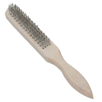 Wire Cleaning Brush 4 Rows of Steel Wire Bristles with Wooden Handle