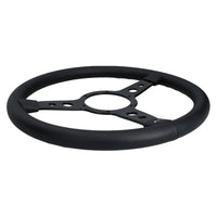 15" Traditional Classic Car Steering Wheel Black Vinyl 3 Spoke Centre 6 Hole