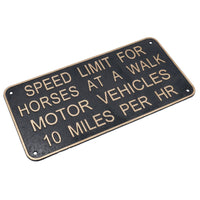 Speed Limit For Horses Cast Iron Sign Plaque Door Wall House Gate Motor Vehicle