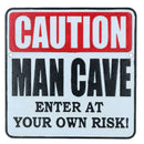 Caution Man Cave Cast Iron Sign Plaque Wall Fence Post Door Workshop Garage