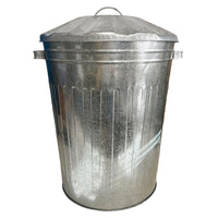 Large Metal Galvanised Bin with Lid + Handles Waste and Animal Feed Storage