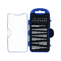 Power Nut Driver Drill Bit Metric Sockets 6 - 13mm + Bits 15pc Set 1/4 Hex Shank