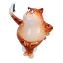 Fat Cat Selfie Picture On Toilet Pen Holder Ornament Statue Garden House Resin