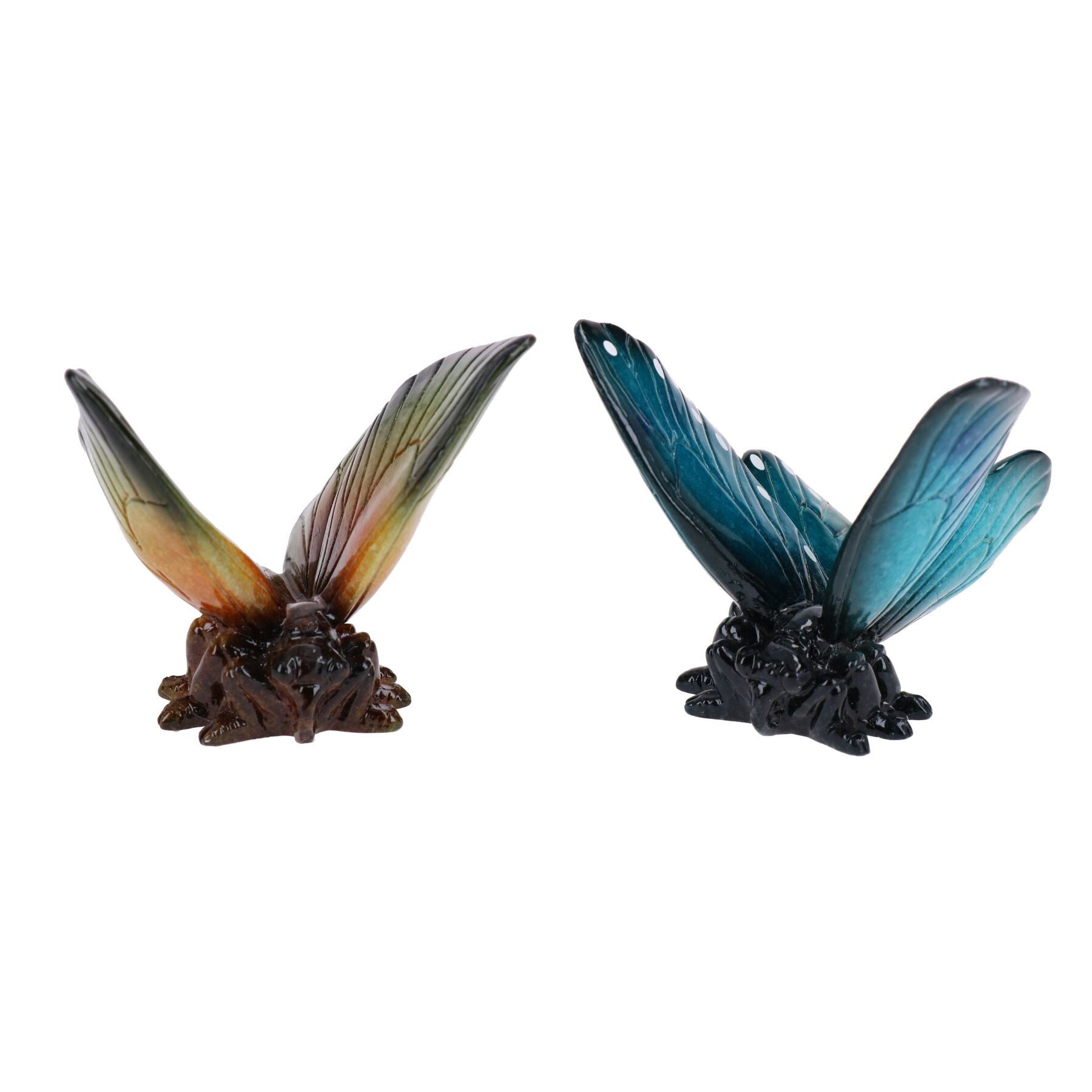 Green & Blue Wall Mount Butterflies Resin Shed Sculpture Statue House Garden