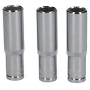 3 x 10mm and 3 x 13mm Metric 3/8" Drive 6 Sided Single Hex Deeps Socket 6pc