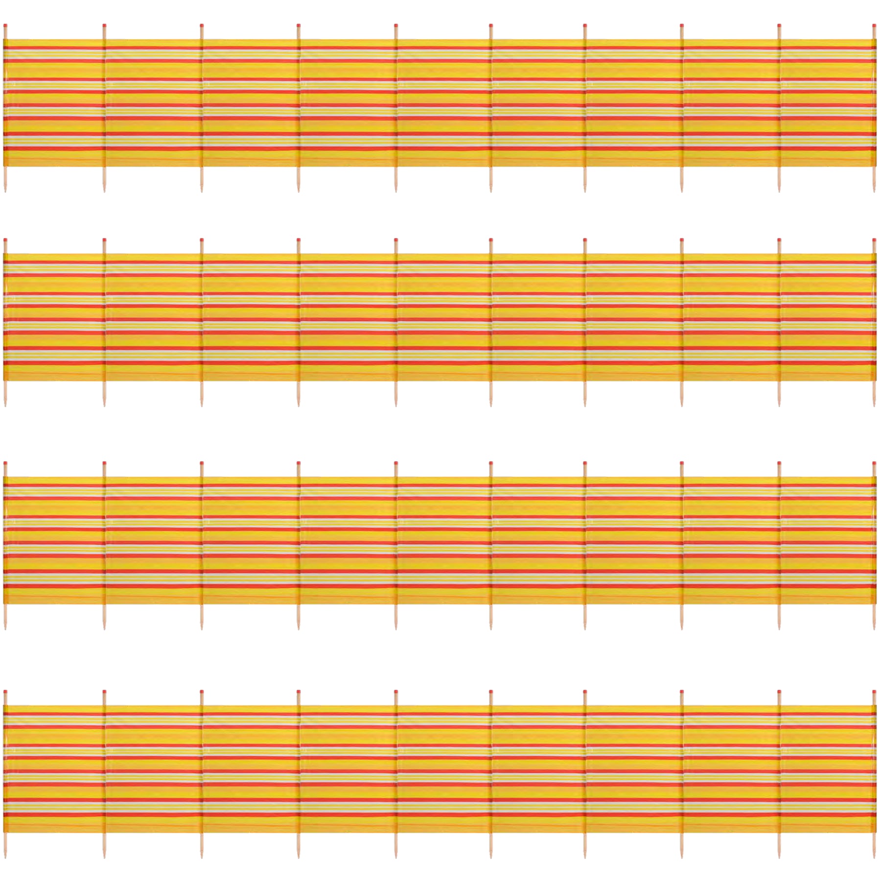 10 Pole Windbreak Beach Shelter 1.5m by 6.1m Screen Privacy Yellow Stripe