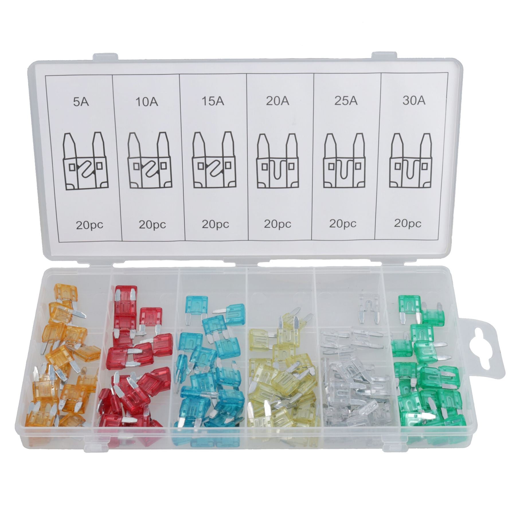 Mini Car Blade Fuse Set Automotive Blade Fuses 5 10 15 20 25 30 Amp 120pc