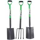 Garden Fork + Digging Spade + Border Spade Carbon Steel Blades 3pc Gardening