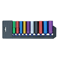 Metric 1/2" Drive Double Deep Colour Coded Sockets 6 Sided 13mm – 24mm 10pc