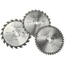 3pc 190mm TCT circular saw blades 20 / 24 and 40 teeth INC adapter rings TE522